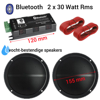 Dapper Bende Elastisch Bluetooth Vochtbestendige luidsprekers Zwart 2 x 13,5cm